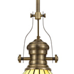 NLK04529 Louis/Umbrian 1 Light Telescopic Pendant With 30cm Tiffany Shade Antique Brass/Red/Chrome/Crystal