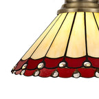 NLK04529 Louis/Umbrian 1 Light Telescopic Pendant With 30cm Tiffany Shade Antique Brass/Red/Chrome/Crystal