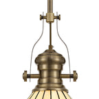 NLK04539 Louis/Umbrian 1 Light Telescopic Pendant With 30cm Tiffany Shade Antique Brass/Blue/Chrome/Crystal