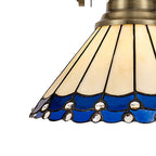 NLK04539 Louis/Umbrian 1 Light Telescopic Pendant With 30cm Tiffany Shade Antique Brass/Blue/Chrome/Crystal