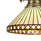 NLK04559 Louis/Tink 1 Light Telescopic Pendant With 30cm Tiffany Shade Antique Brass/Amber/Chrome/Crystal