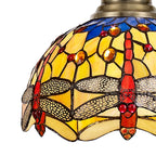 NLK04569 Louis/Heidi 1 Light Telescopic Pendant With 30cm Tiffany Shade Antique Brass/Blue/Orange/Crystal