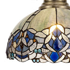 NLK04589 Louis/Ossie 1 Light Telescopic Pendant With 30cm Tiffany Shade Antique Brass/Blue/Clear Crystal