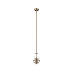 NLK04589 Louis/Ossie 1 Light Telescopic Pendant With 30cm Tiffany Shade Antique Brass/Blue/Clear Crystal