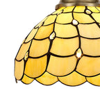 NLK04599 Louis/Chrisy 1 Light Telescopic Pendant With 30cm Tiffany Shade Antique Brass/Beige/Clear Crystal