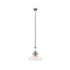 NLK04609 Louis Pendant With 38cm Flat Round Shade Antique Brass/Clear Glass