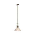 NLK04619 Louis Pendant With 38cm Patterned Round Shade Antique Brass/Clear Glass