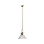 NLK04619 Louis Pendant With 38cm Patterned Round Shade Antique Brass/Clear Glass