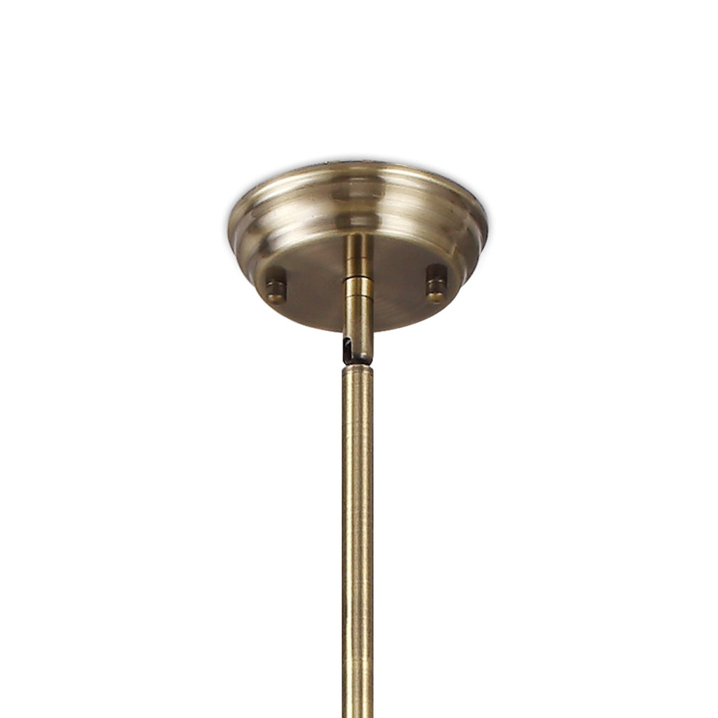 NLK04629 Louis Pendant With 30cm Flat Round Patterned Shade Antique Brass/Clear Glass