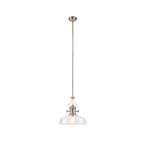 NLK04639 Louis Pendant With 38cm Flat Round Shade Polished Nickel/Clear Glass