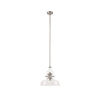 NLK04639 Louis Pendant With 38cm Flat Round Shade Polished Nickel/Clear Glass