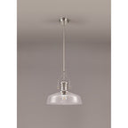 NLK04639 Louis Pendant With 38cm Flat Round Shade Polished Nickel/Clear Glass