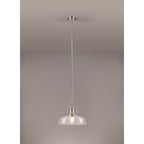 NLK04639 Louis Pendant With 38cm Flat Round Shade Polished Nickel/Clear Glass