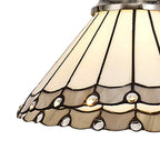 NLK04649 Louis/Umbrian 1 Light Telescopic Pendant With 30cm Tiffany Shade Polished Nickel/Grey/CRome/Crystal