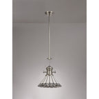 NLK04649 Louis/Umbrian 1 Light Telescopic Pendant With 30cm Tiffany Shade Polished Nickel/Grey/CRome/Crystal