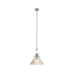 NLK04659 Louis Pendant With 38cm Patterned Round Shade Polished Nickel/Clear Glass