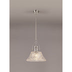 NLK04659 Louis Pendant With 38cm Patterned Round Shade Polished Nickel/Clear Glass