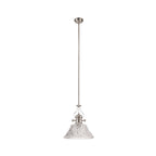 NLK04659 Louis Pendant With 38cm Patterned Round Shade Polished Nickel/Clear Glass