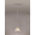 NLK04659 Louis Pendant With 38cm Patterned Round Shade Polished Nickel/Clear Glass