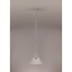 NLK04659 Louis Pendant With 38cm Patterned Round Shade Polished Nickel/Clear Glass