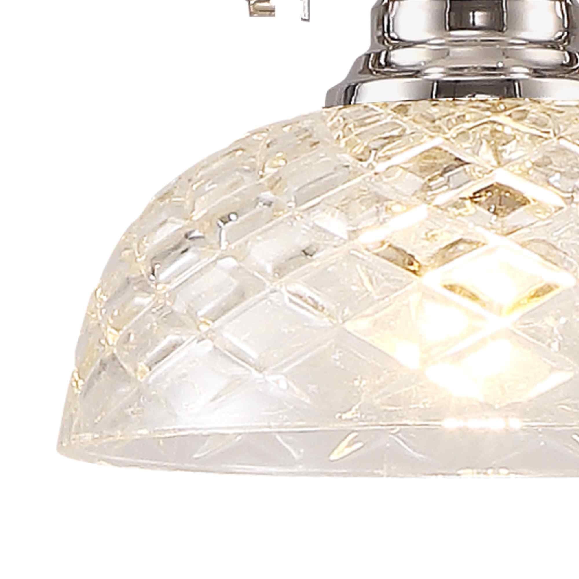 NLK04669 Louis Pendant With 30cm Flat Round Patterned Shade Polished Nickel/Clear Glass