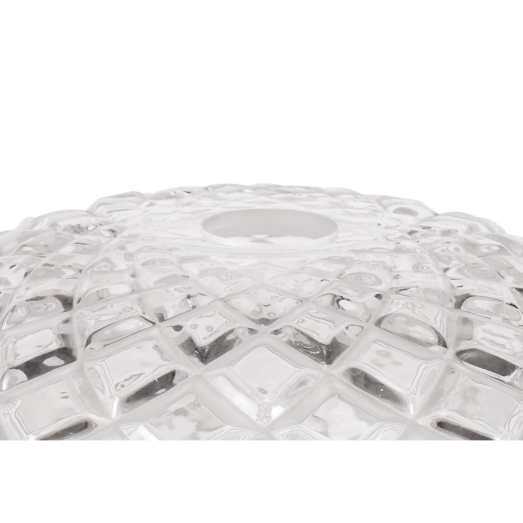 NLK04669 Louis Pendant With 30cm Flat Round Patterned Shade Polished Nickel/Clear Glass