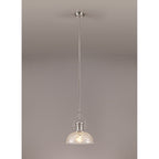 NLK04669 Louis Pendant With 30cm Flat Round Patterned Shade Polished Nickel/Clear Glass