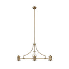 NLK04679 Louis Linear Pendant With 38cm Flat Round Shade Antique Brass/Clear Glass