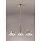 NLK04679 Louis Linear Pendant With 38cm Flat Round Shade Antique Brass/Clear Glass