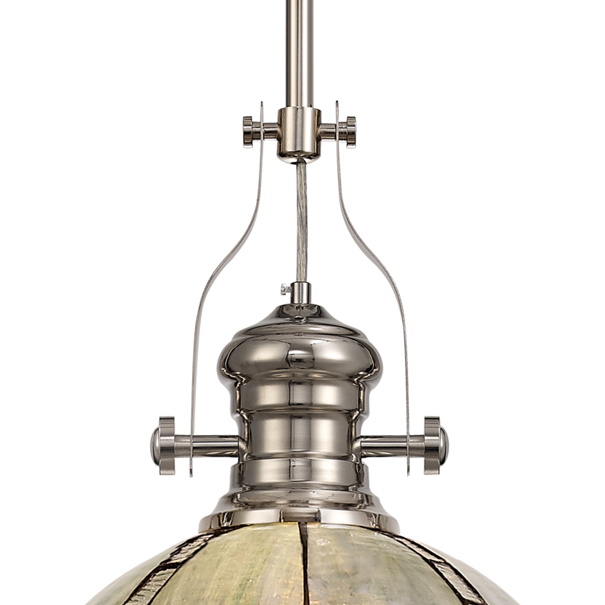 NLK04689 Louis/Ossie 1 Light Telescopic Pendant With 30cm Tiffany Shade Polished Nickel/Blue/Clear Crystal