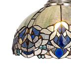 NLK04689 Louis/Ossie 1 Light Telescopic Pendant With 30cm Tiffany Shade Polished Nickel/Blue/Clear Crystal