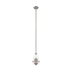 NLK04689 Louis/Ossie 1 Light Telescopic Pendant With 30cm Tiffany Shade Polished Nickel/Blue/Clear Crystal
