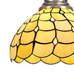 NLK04699 Louis/Chrisy 1 Light Telescopic Pendant With 30cm Tiffany Shade Polished Nickel/Beige/Clear Crystal