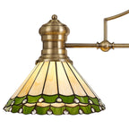 NLK04709 Louis/Umbrian 3 Light Telescopic Pendant With 30cm Tiffany Shade Antique Brass/Green/CRome/Crystal