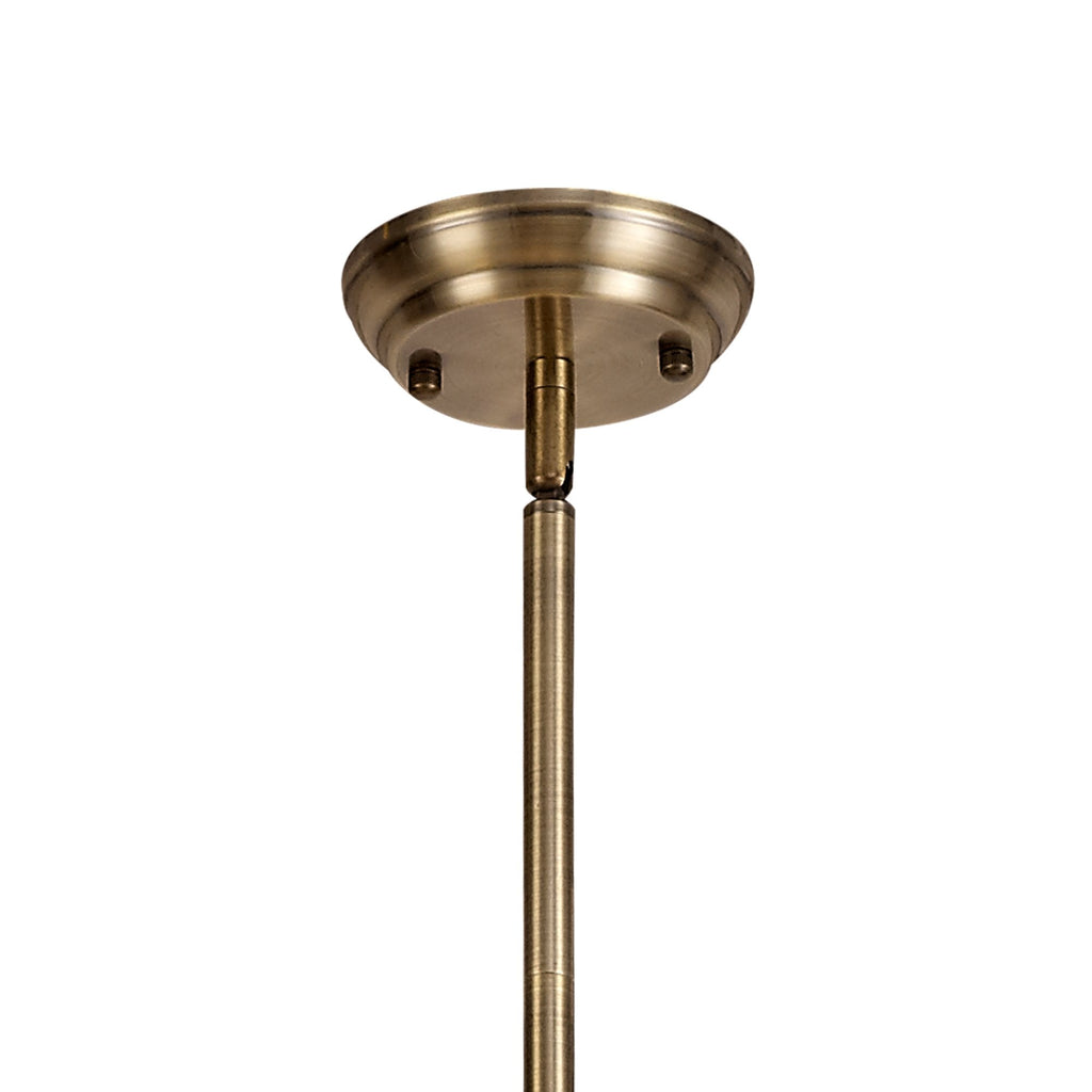 NLK04719 Louis/Umbrian 3 Light Telescopic Pendant With 30cm Tiffany Shade Antique Brass/Amber/CRome/Crystal