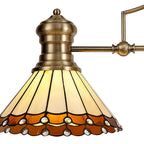 NLK04719 Louis/Umbrian 3 Light Telescopic Pendant With 30cm Tiffany Shade Antique Brass/Amber/CRome/Crystal