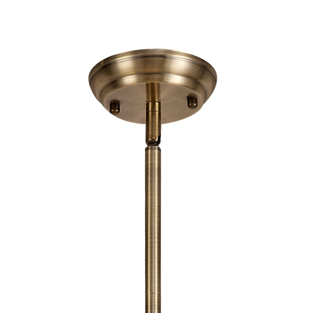 NLK04729 Louis/Umbrian 3 Light Telescopic Pendant With 30cm Tiffany Shade Antique Brass/Red/CRome/Crystal