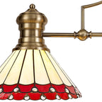 NLK04729 Louis/Umbrian 3 Light Telescopic Pendant With 30cm Tiffany Shade Antique Brass/Red/CRome/Crystal
