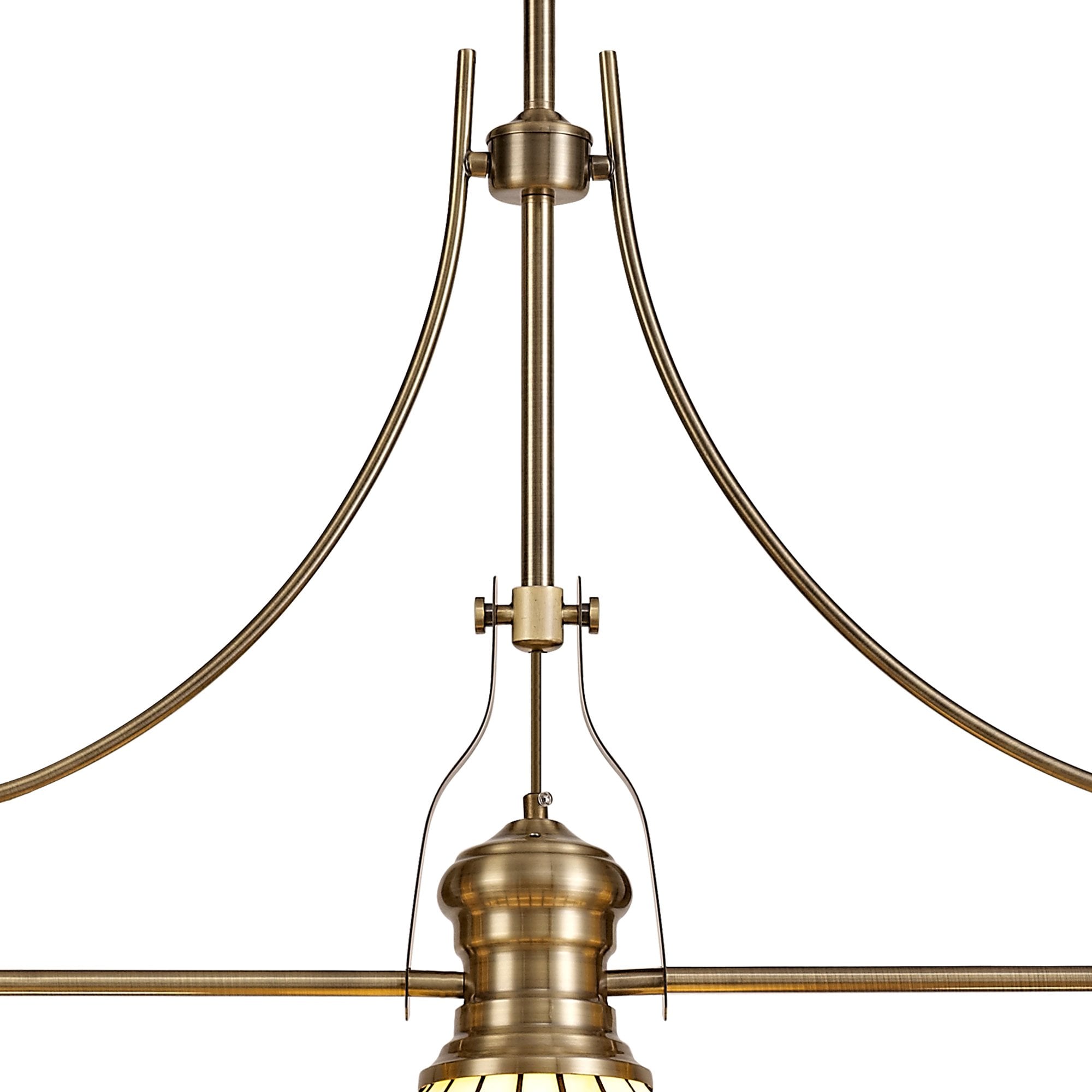 NLK04729 Louis/Umbrian 3 Light Telescopic Pendant With 30cm Tiffany Shade Antique Brass/Red/CRome/Crystal