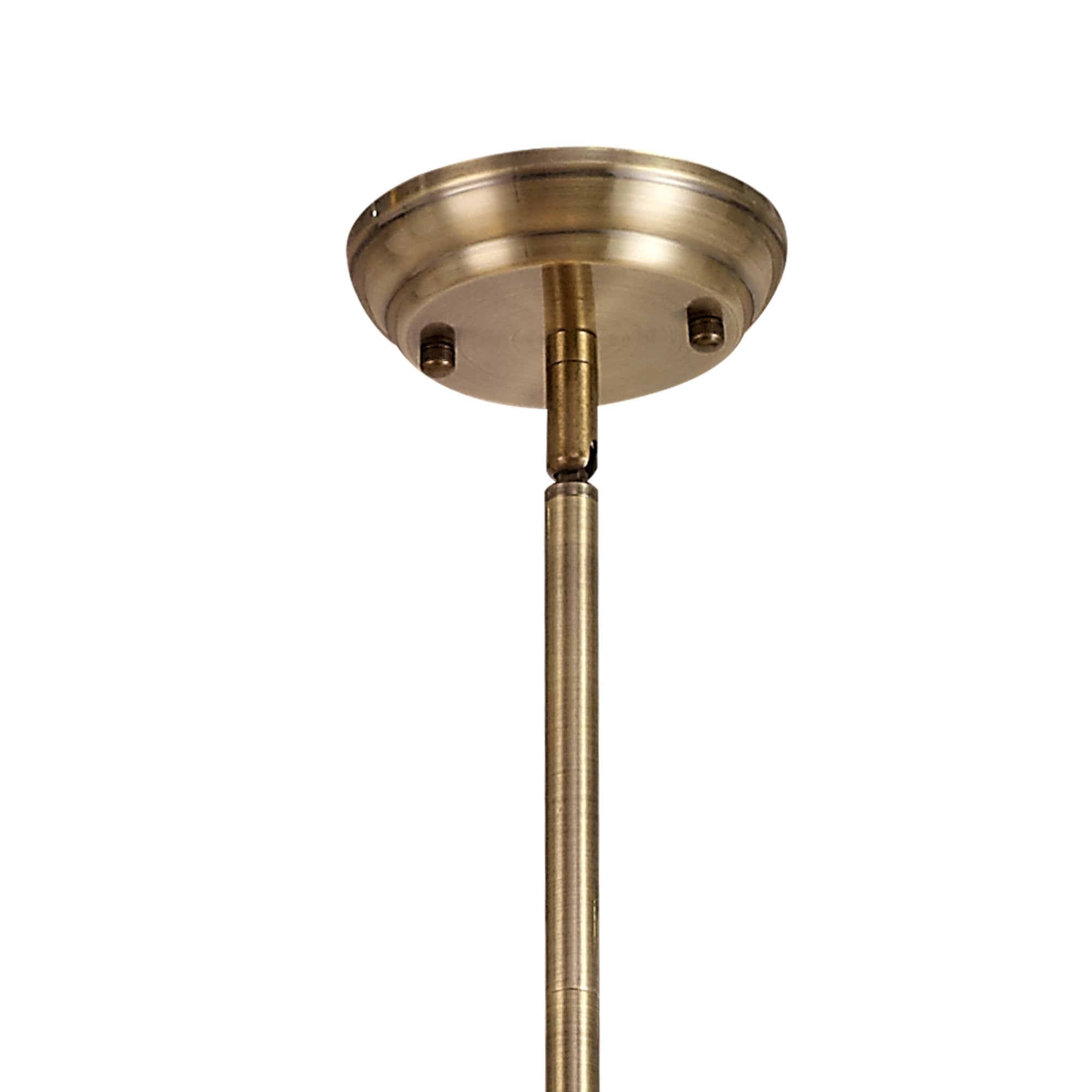 NLK04739 Louis/Umbrian 3 Light Telescopic Pendant With 30cm Tiffany Shade Antique Brass/Blue/CRome/Crystal
