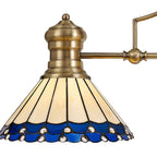 NLK04739 Louis/Umbrian 3 Light Telescopic Pendant With 30cm Tiffany Shade Antique Brass/Blue/CRome/Crystal