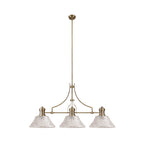 NLK04749 Louis Linear Pendant With 38cm Patterned Round Shade Antique Brass/Clear Glass