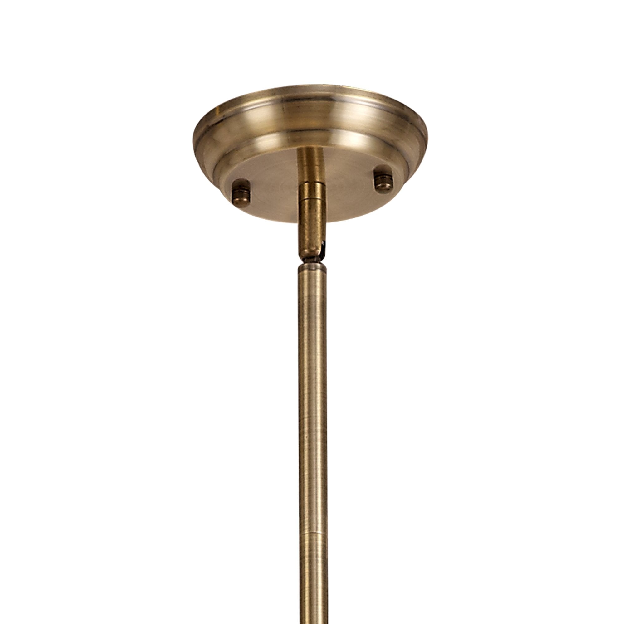 NLK04759 Louis/Tink 3 Light Telescopic Pendant With 30cm Tiffany Shade Antique Brass/Amber/CRome/Crystal