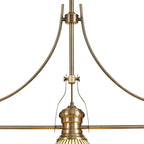NLK04759 Louis/Tink 3 Light Telescopic Pendant With 30cm Tiffany Shade Antique Brass/Amber/CRome/Crystal