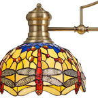 NLK04769 Louis/Heidi 3 Light Telescopic Pendant With 30cm Tiffany Shade Antique Brass/Blue/Orange/Crystal