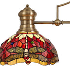 NLK04779 Louis/Heidi 3 Light Telescopic Pendant With 30cm Tiffany Shade Antique Brass/Purple/Pink/Crystal