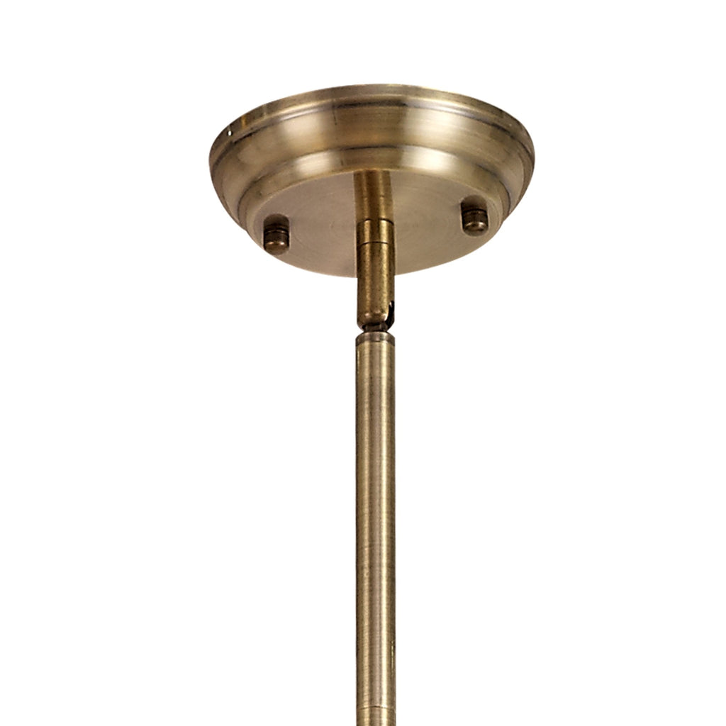 NLK04789 Louis/Ossie 3 Light Telescopic Pendant With 30cm Tiffany Shade Antique Brass/Blue/Clear Crystal