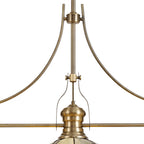 NLK04789 Louis/Ossie 3 Light Telescopic Pendant With 30cm Tiffany Shade Antique Brass/Blue/Clear Crystal