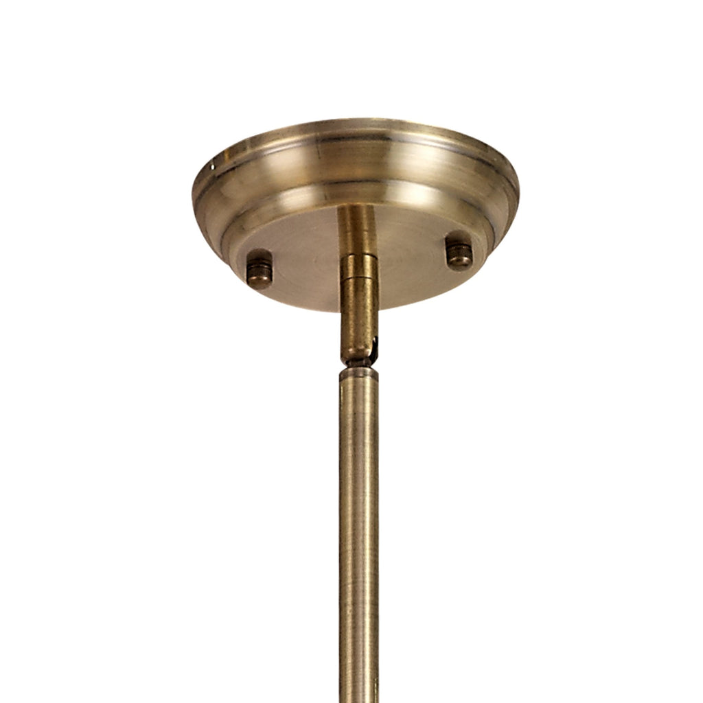 NLK04799 Louis/Chrisy 3 Light Telescopic Pendant With 30cm Tiffany Shade Antique Brass/Beige/Clear Crystal