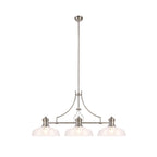 NLK04819 Louis Linear Pendant With 38cm Flat Round Shade Polished Nickel/Clear Glass